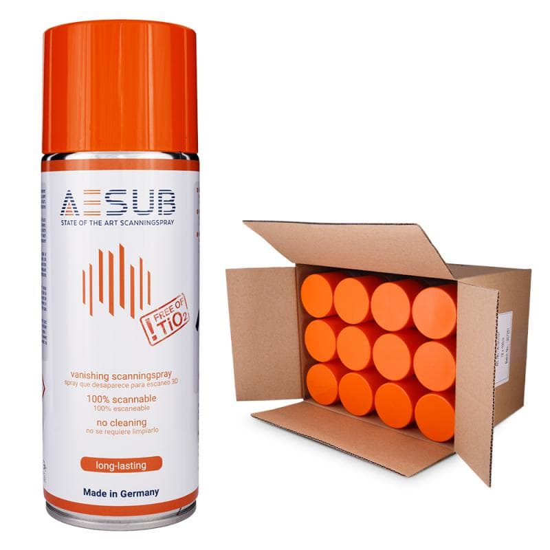 AESUB Orange – Set of 12 Anti-Reflective Sprays for 3D Scanning